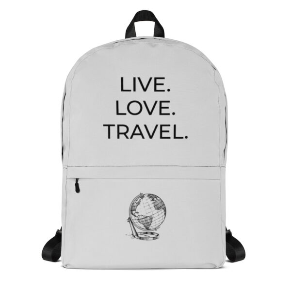 Abenteurer Rucksack "Live. Love. Travel." – stilvoller und praktischer Rucksack für Abenteurer, robustes Polyester, wasserabweisend, mit Laptopfach und ergonomischen Gurten. Ideal für Reisen und Abenteuer.