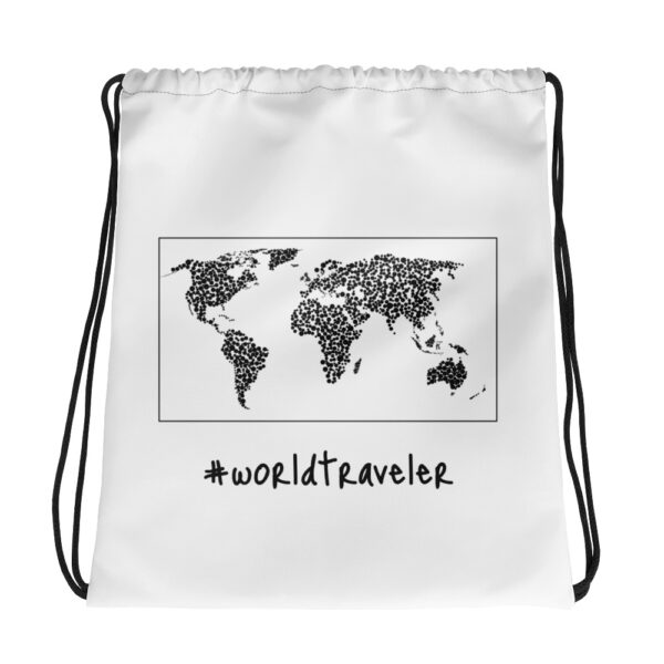 World Traveler – Kordelzugbeutel “#worldtraveler” für Globetrotter